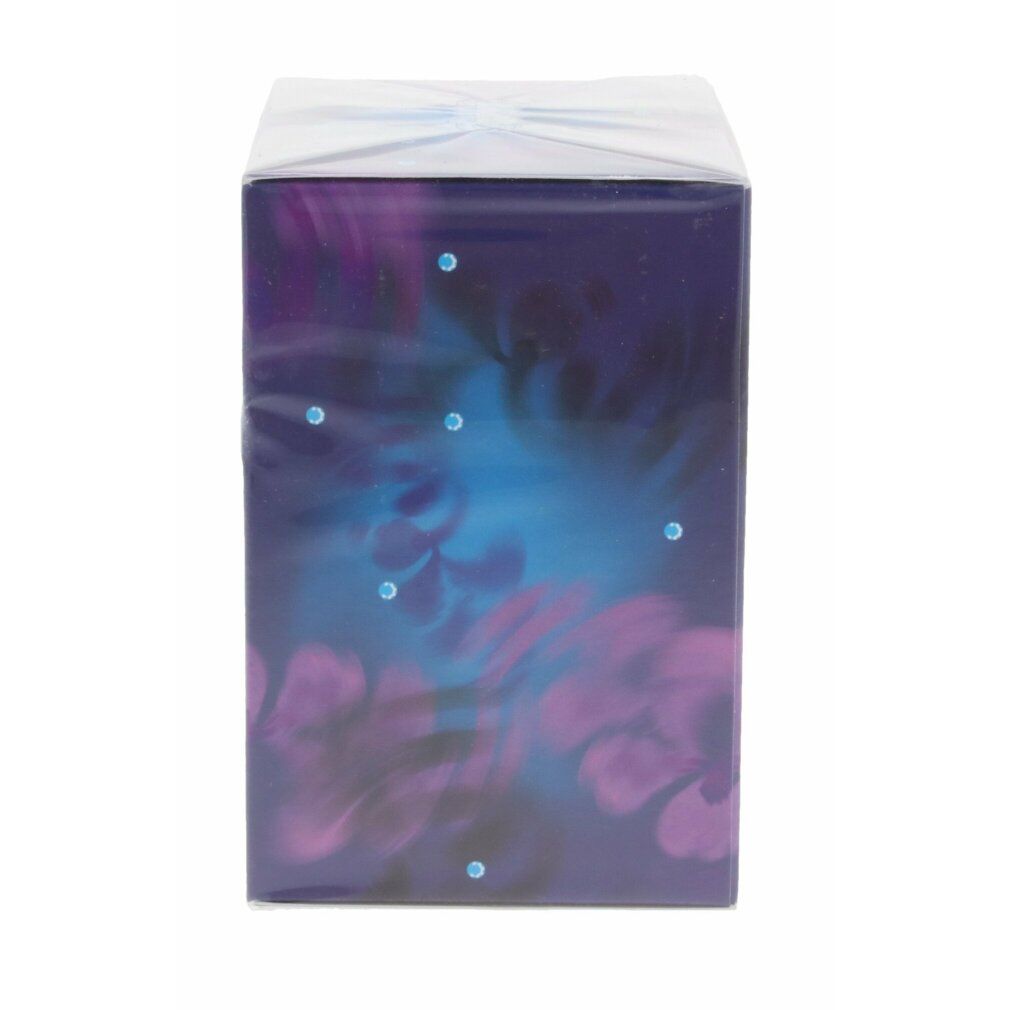 Verpackung von Midnight Fantasy. Dunkelblauer Hintergrund mit blauen Punkten und floralen Elementen.