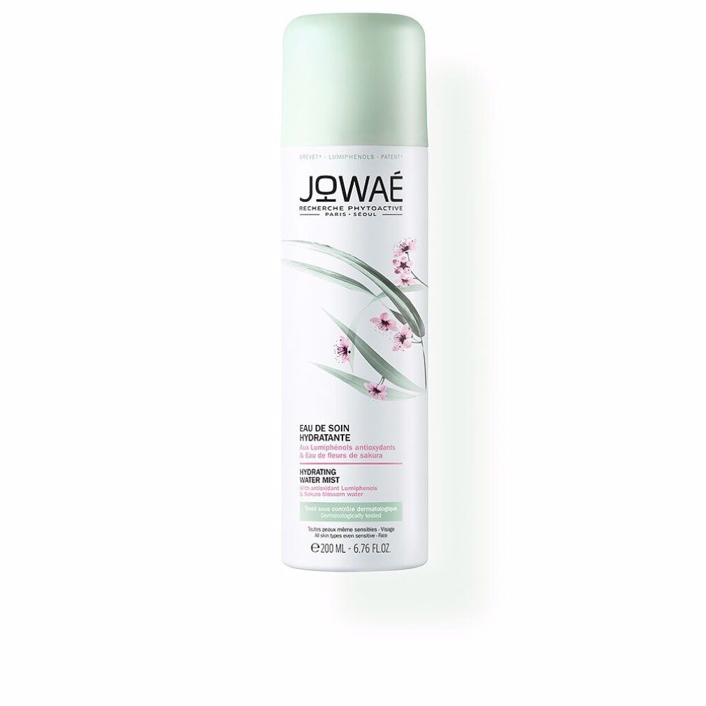 JOWAE Feuchtigkeits-Spray. Weiße Sprühflasche mit grünem Deckel. Logo und Produktbezeichnung aufgedruckt.