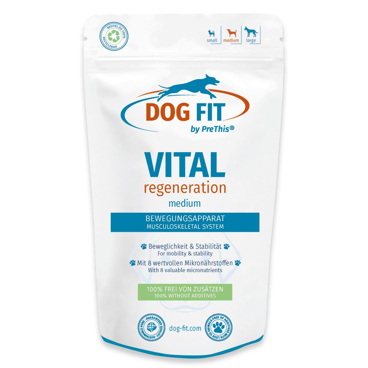 DOG FIT by PreThis® Vital regeneration » Gelenke, Bänder, Sehnen & Bandscheiben Hunde (medium) 34,6 GR Kapseln