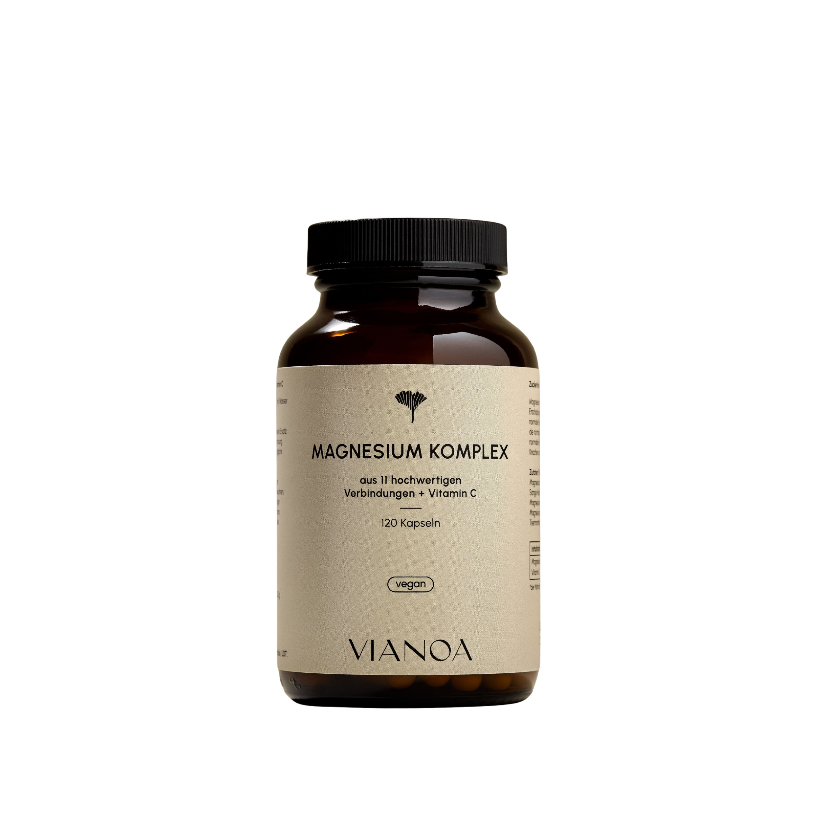 Vianoa Magnesium Komplex – 11 Magnesiumformen + Vitamin C, vegan 120 St Kapseln