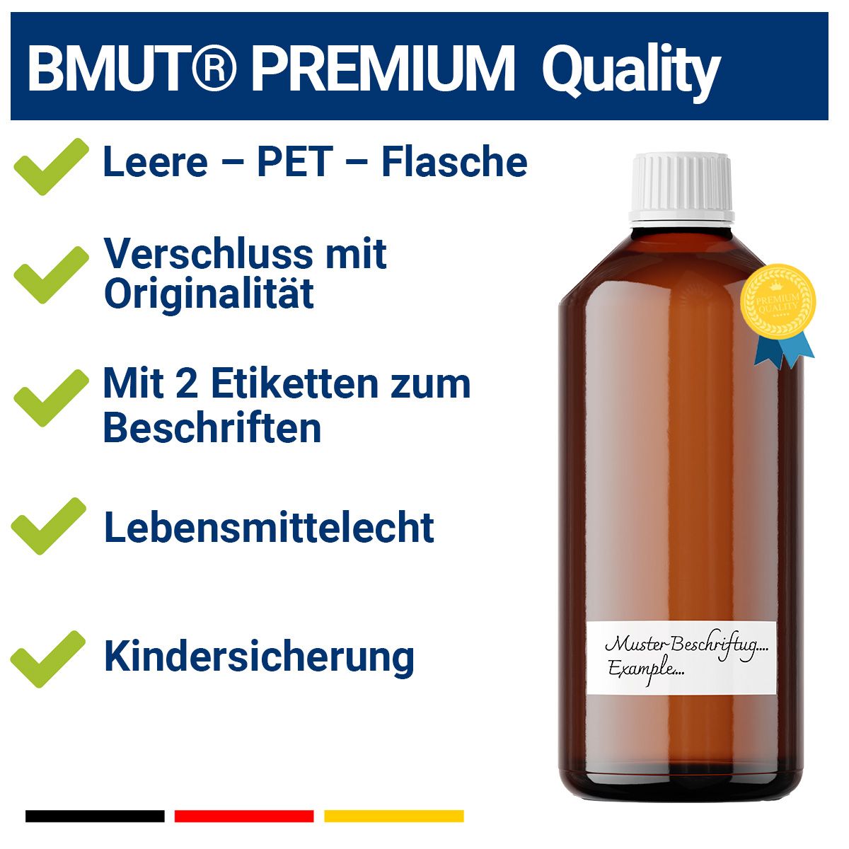 BMUT 500ml leere Laborflasche PET