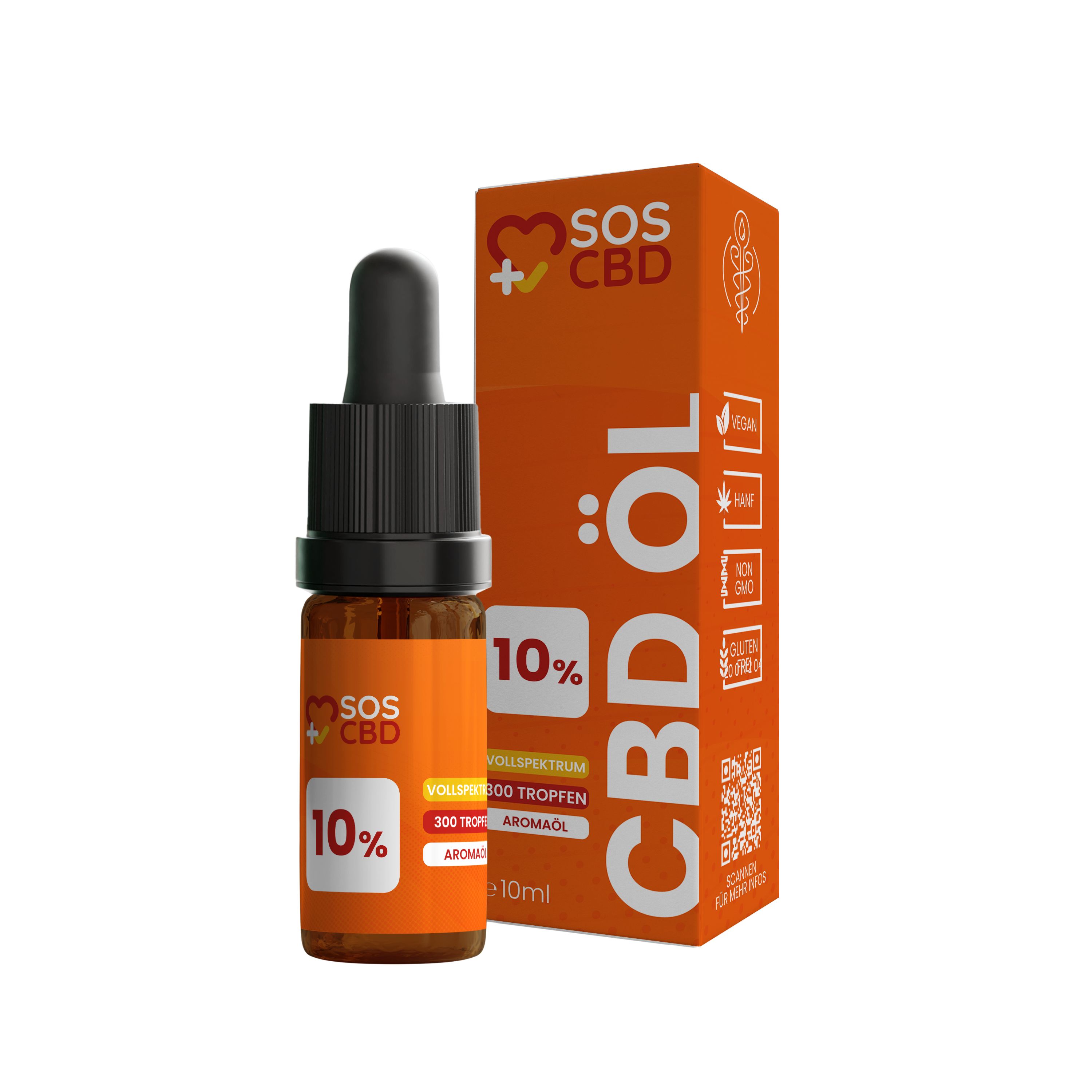 SOS Cbd®- CBD Öl 10% - 300 Vollspektrum Tropfen Hanföl-Aroma Premium 10 ml