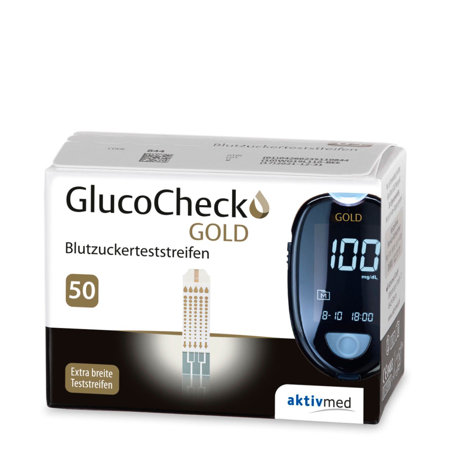 GlucoCheck GOLD Messgerät (mmol/L) + 110 Teststreifen