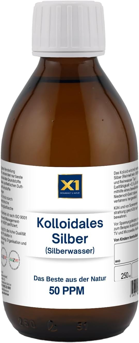 X1 Kolloidales Silber (Silberwasser) 50ppm 250 ml