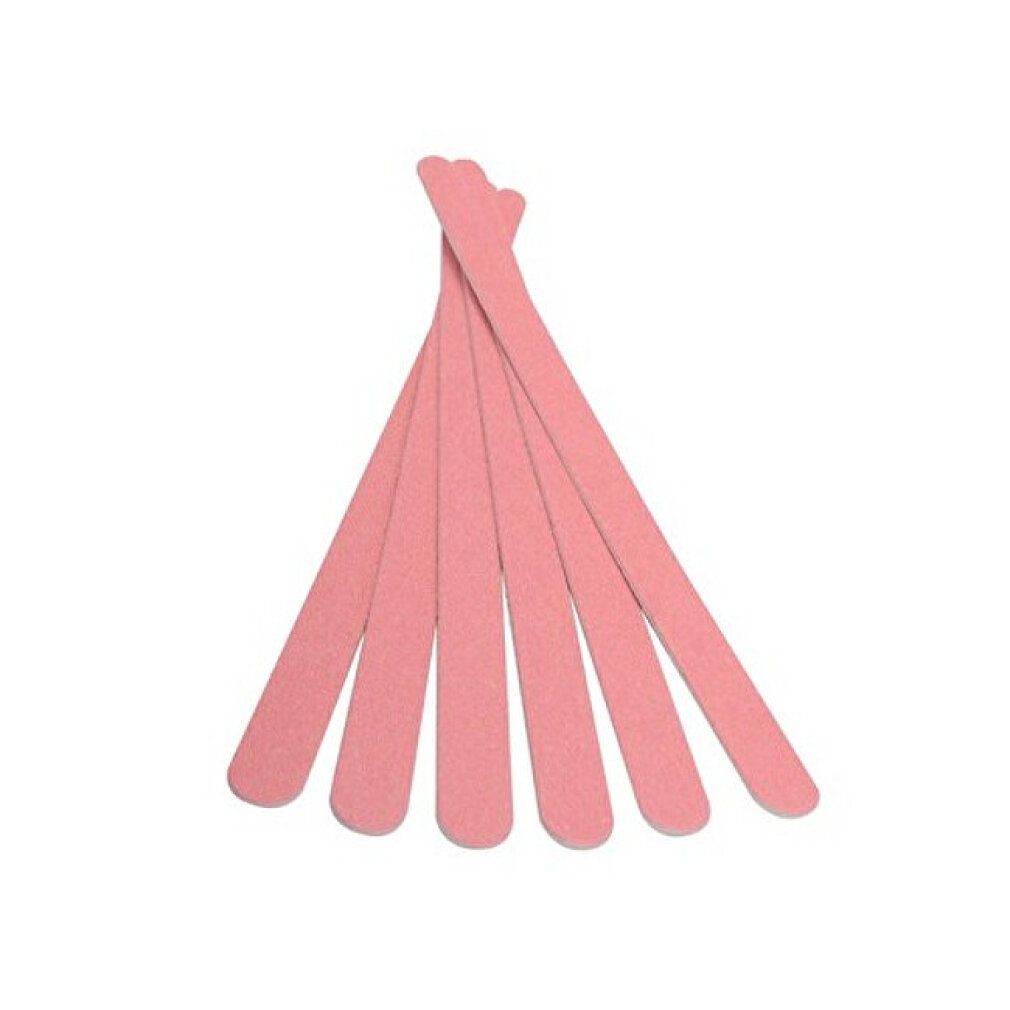 Sechs rosa Sandfeilen, fächerförmig angeordnet. Flache, längliche Form mit abgerundeten Enden.