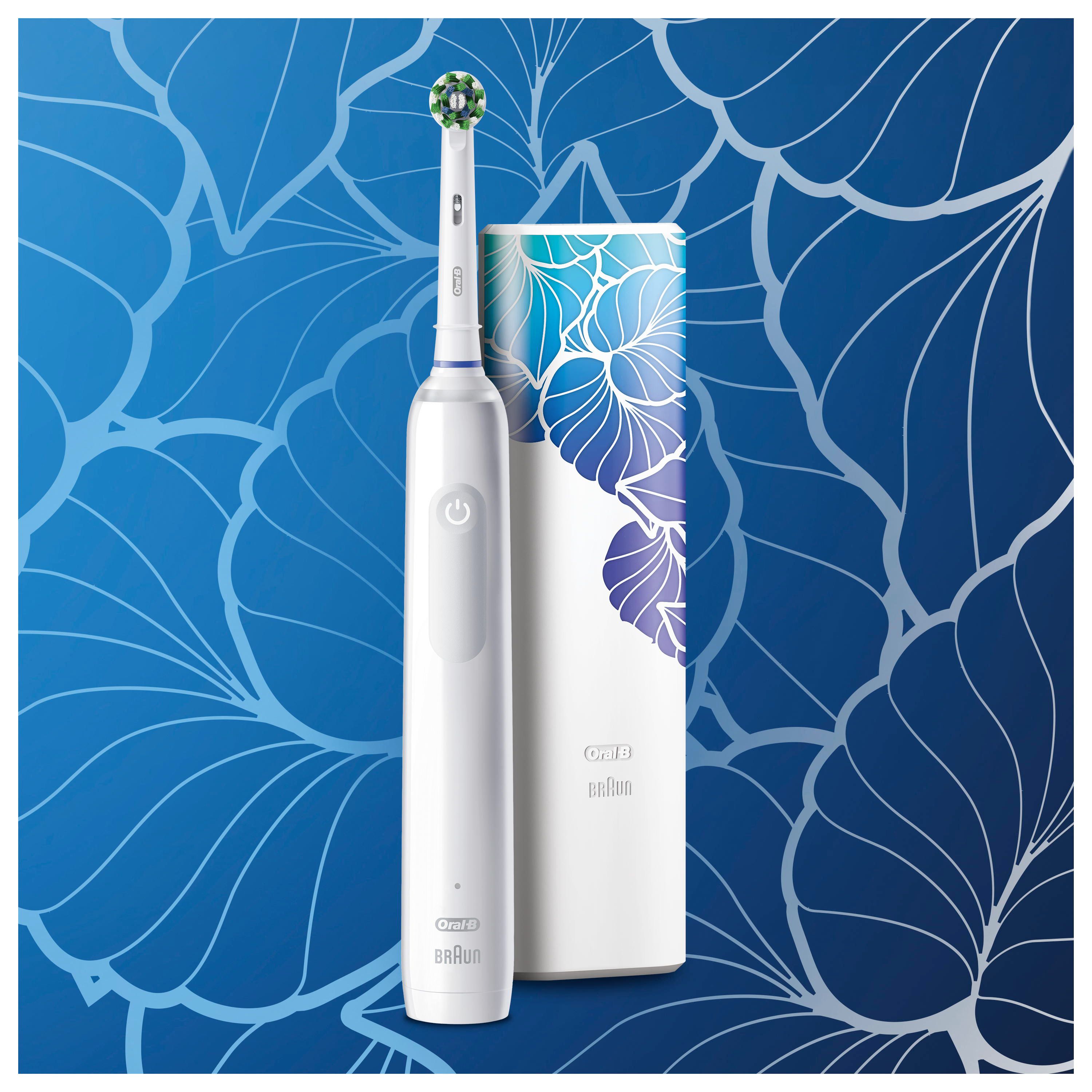 Oral-B - Elektrische Zahnbürste "Pro 3 + Reiseetui Floral Design" in Weiß