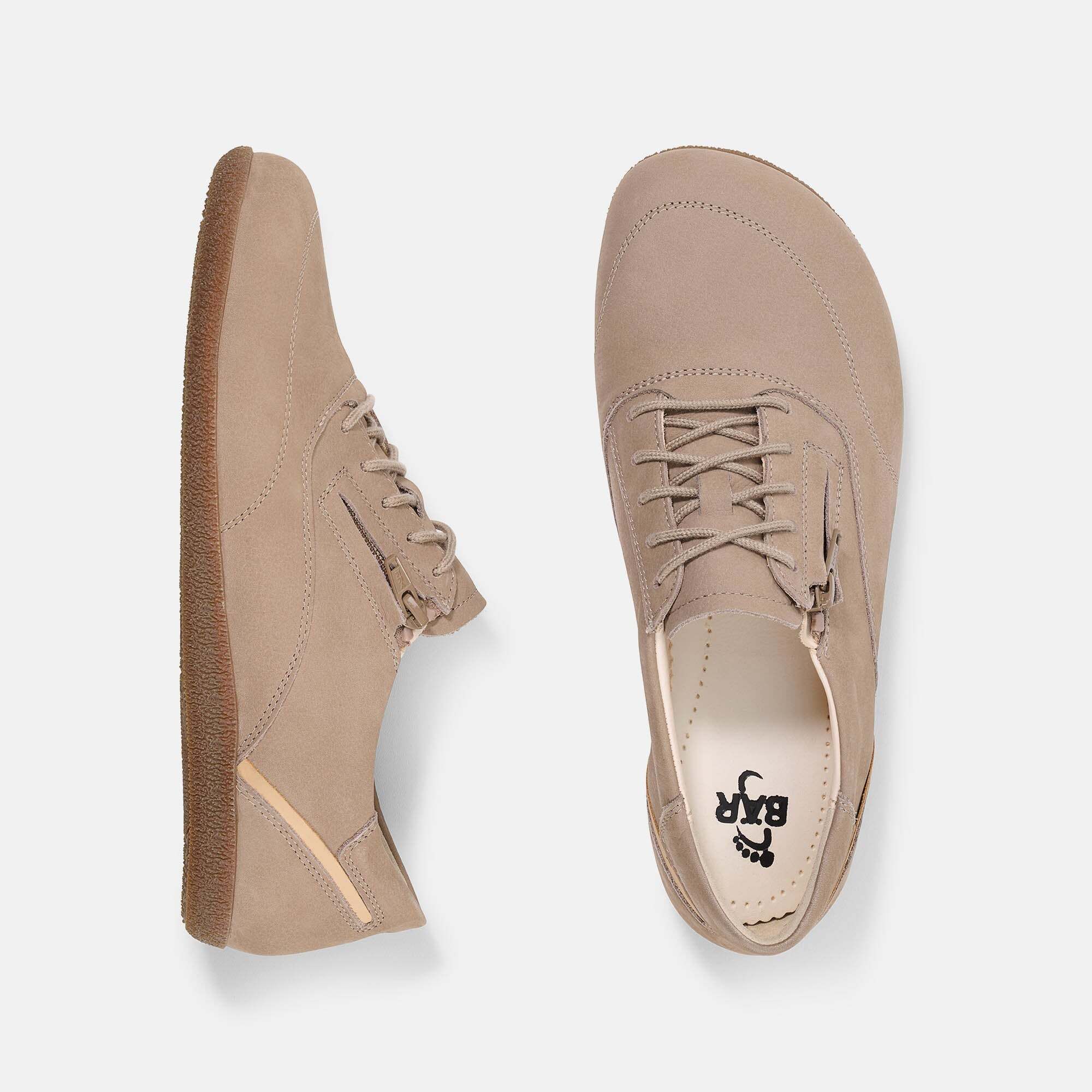 BÄR Schuhe Clea Damen Schnürer, beige, Oberansicht mit Logo im Schuh.