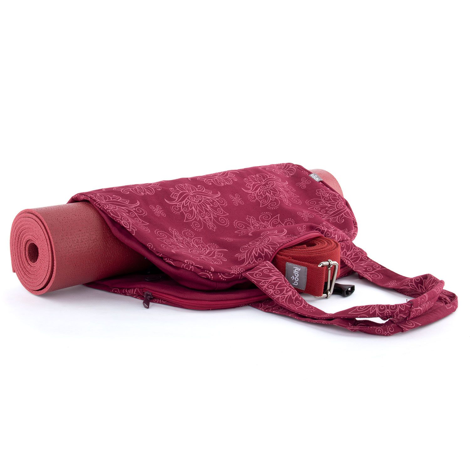 bodhi Maharaja Collection: Gemusterte Yoga Bag NAMASTÉ "Lotus", berry