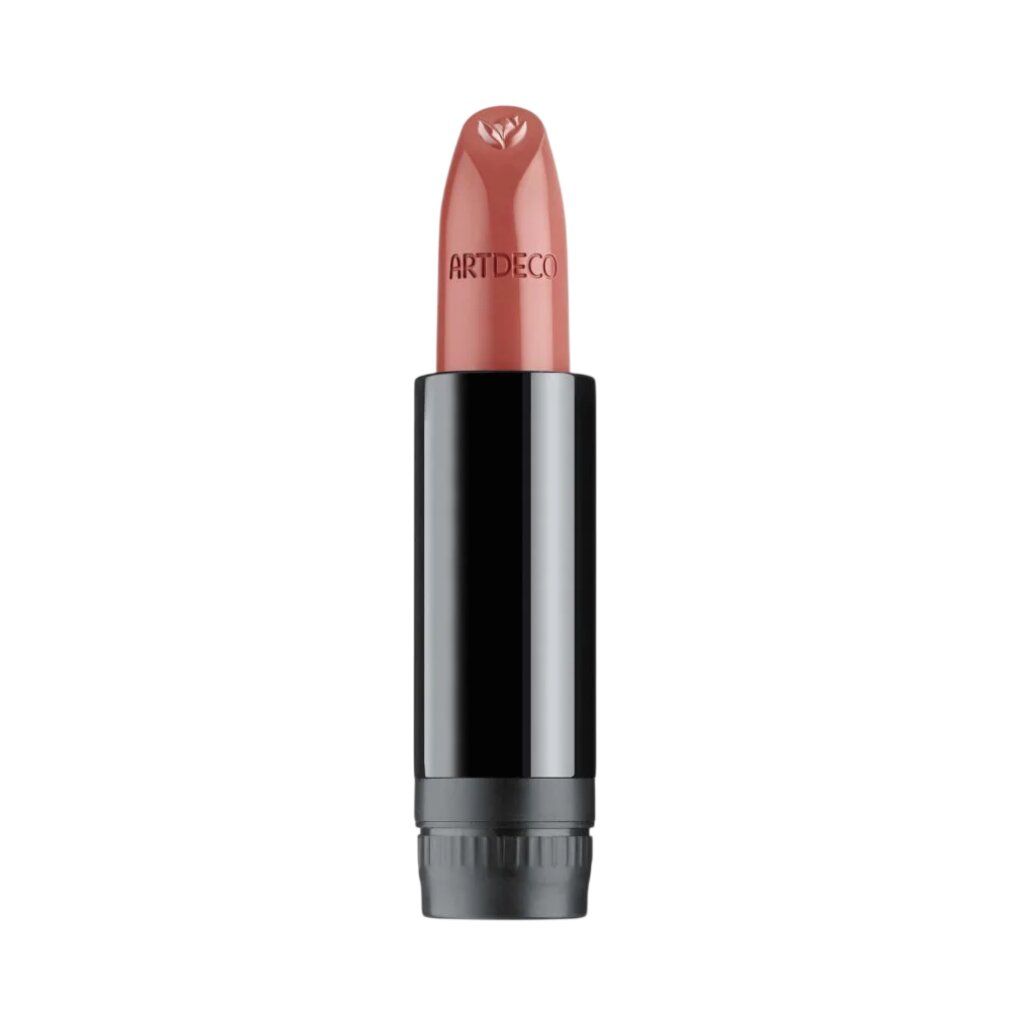 ARTDECO Lippenstift in Moroccan Red. Schwarzer Schaft mit aufgesetztem, rosafarbenem Lippenstift.