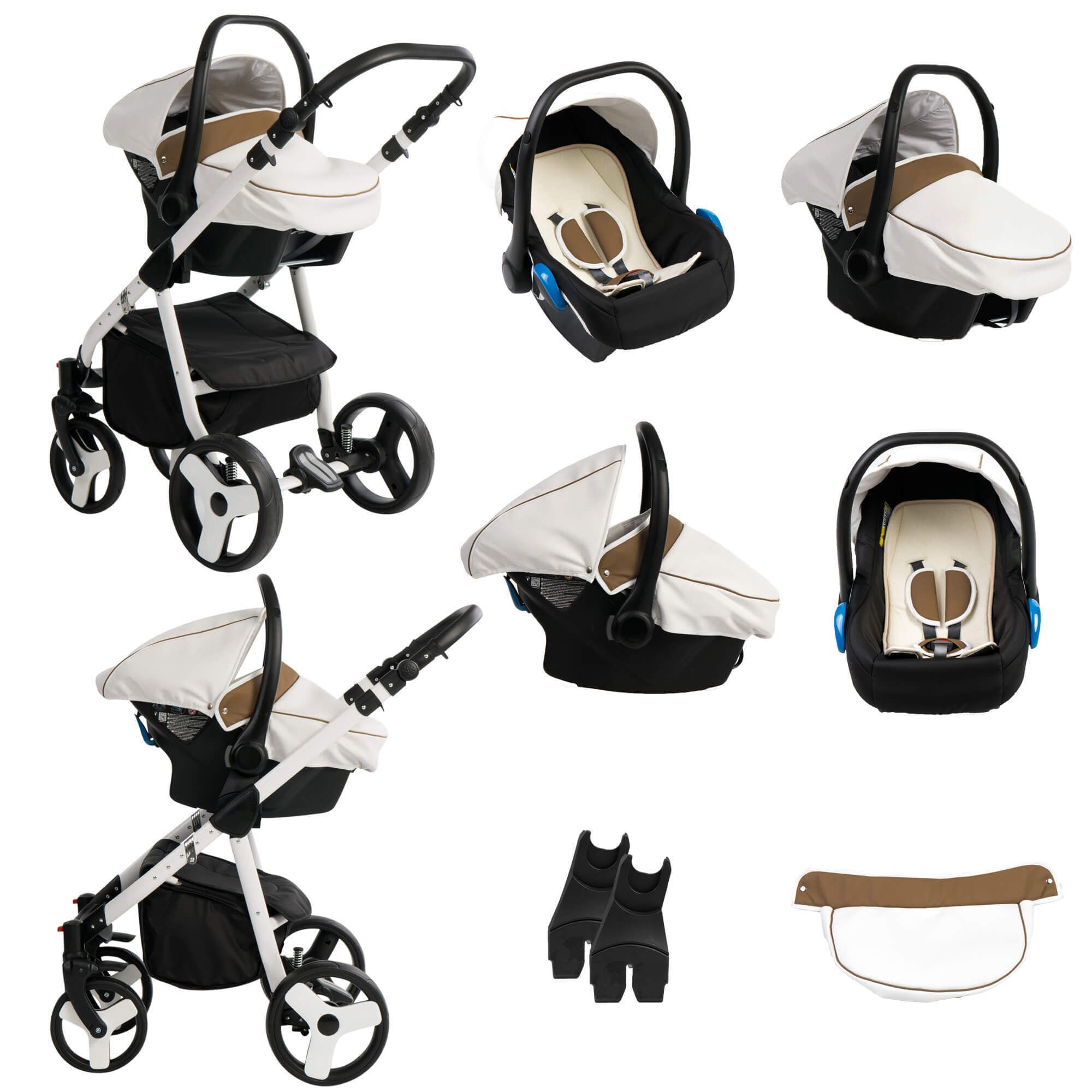 Bebebi Fizzy 3 in 1 Kinderwagen Set Hartgummireifen, Coffee