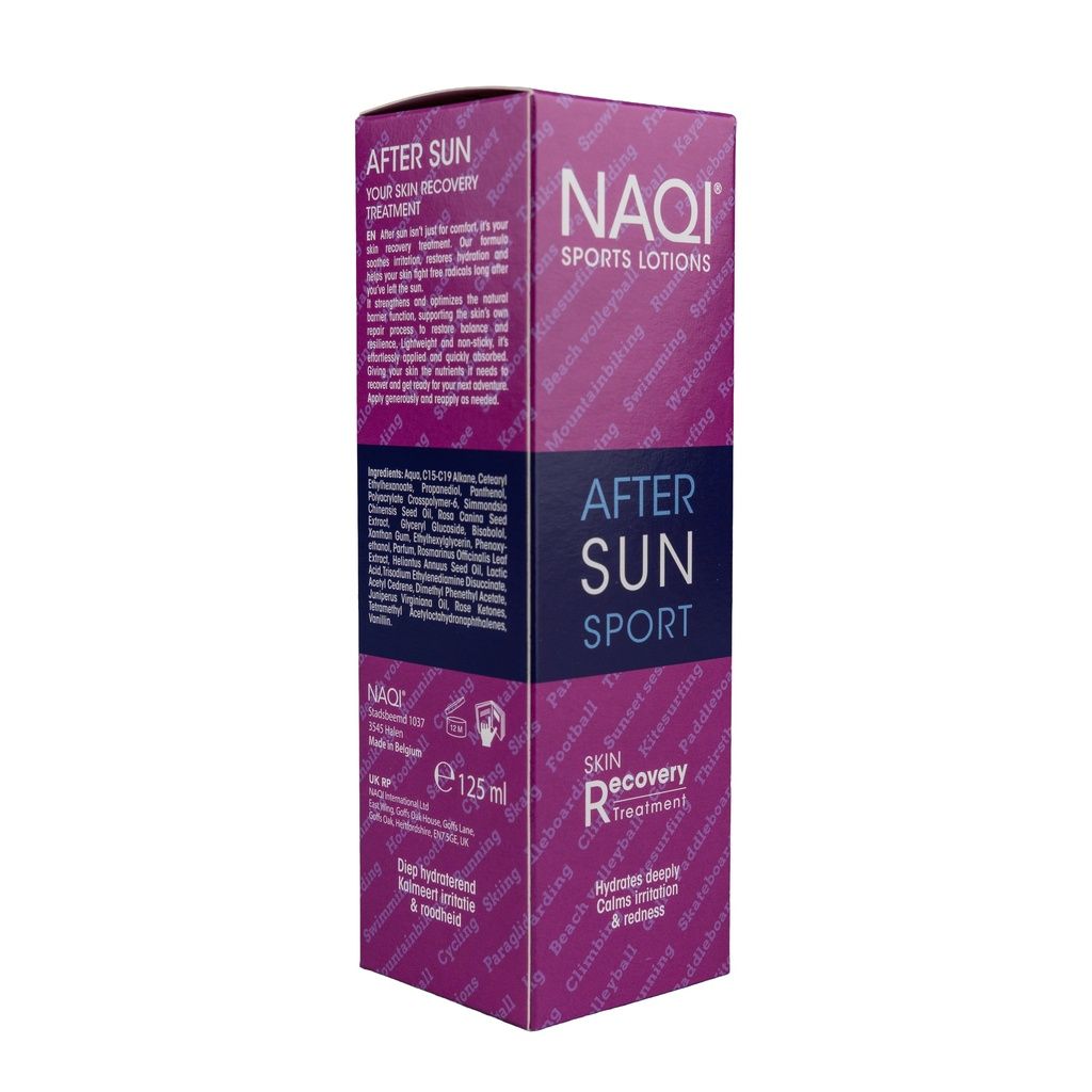 Kartonverpackung von NAQI After Sun Sport.