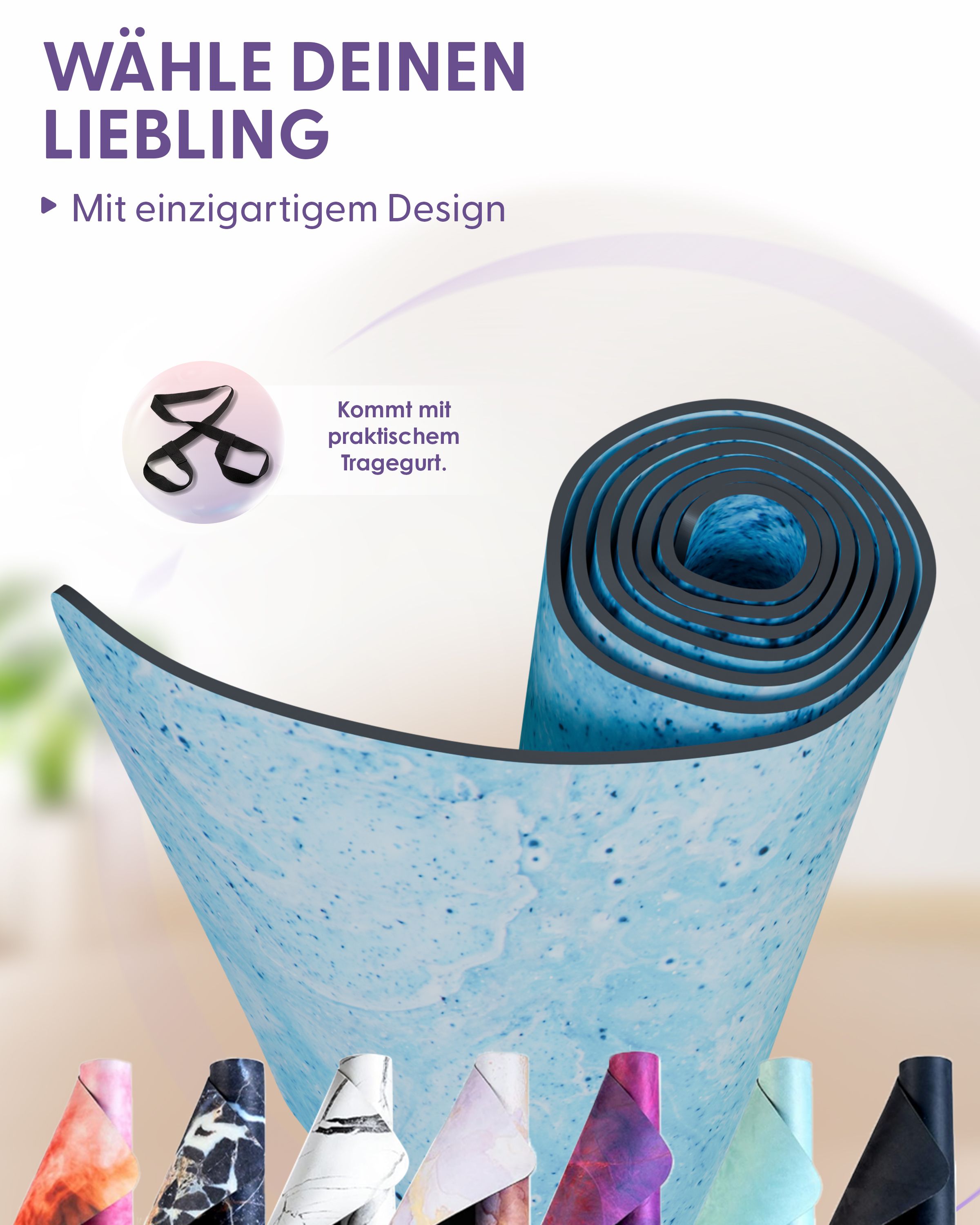 Fitness- & Yogamatte - blue swirl