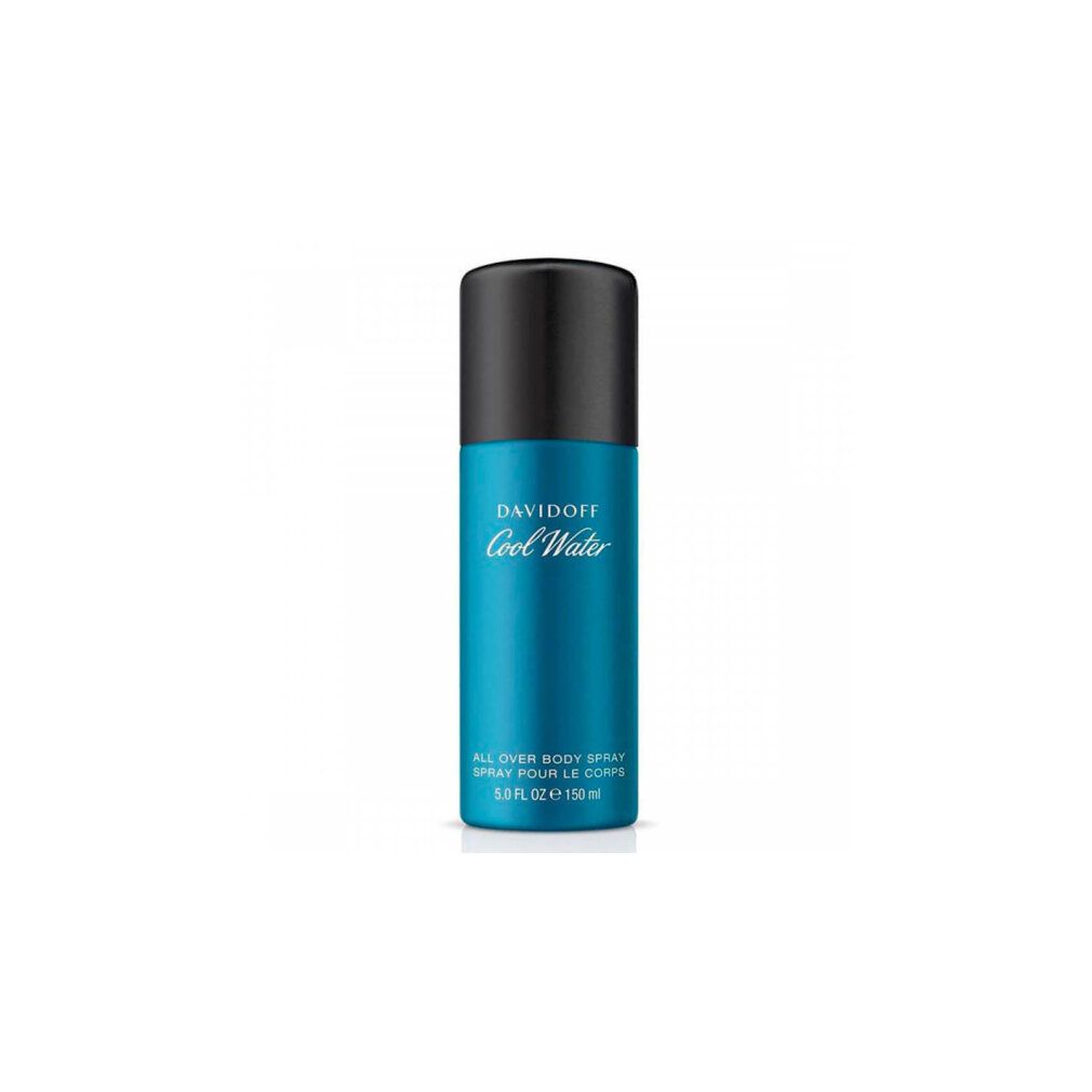 Davidoff Cool Water Deodorant Spray. Türkisblaue Dose mit schwarzem Deckel. Produktbeschriftung sichtbar.