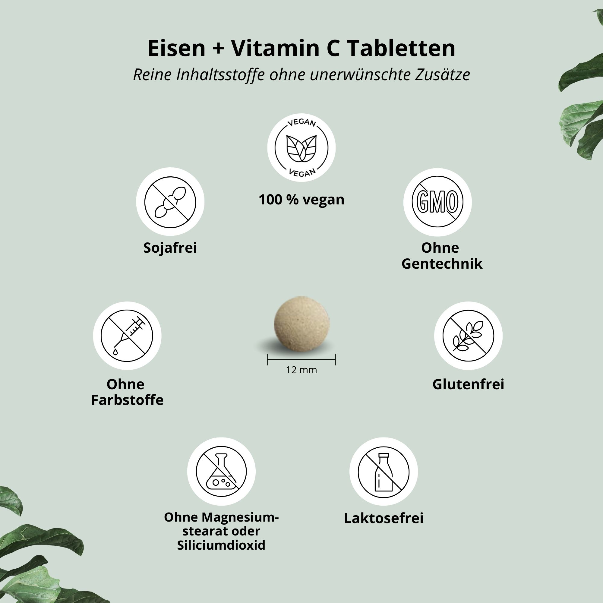 nutri+ Eisen Tabletten + Vitamin C - 90 Eisentabletten 50mg
