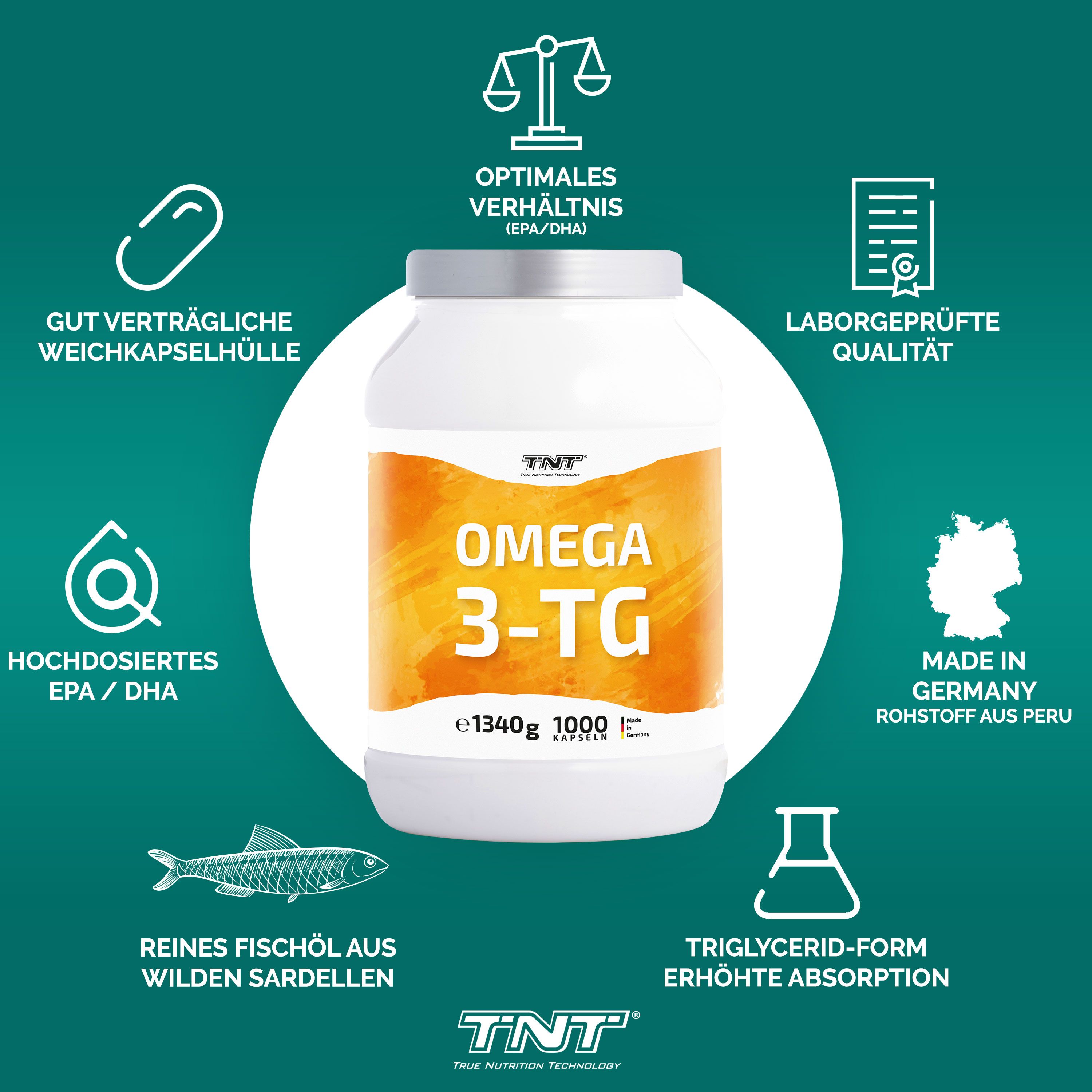 TNT Omega 3 - Fischöl in natürlicher Triglycerid-Form 1000 St Kapseln