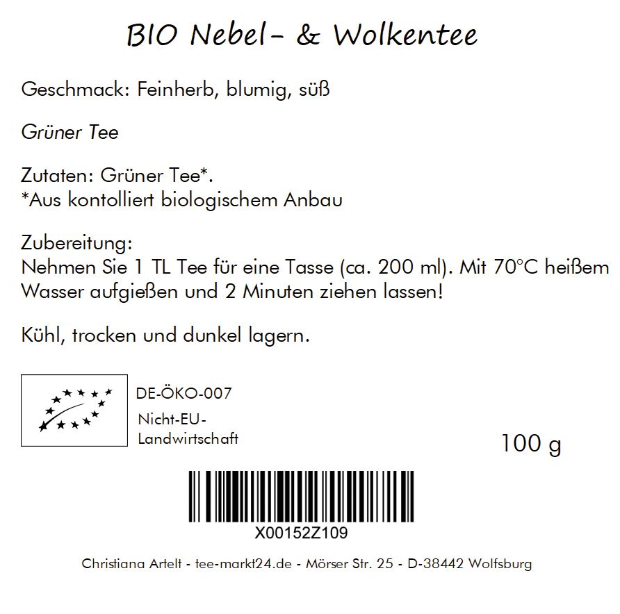 Quertee Bio - Grüner Tee "Nebel und Wolkentee"