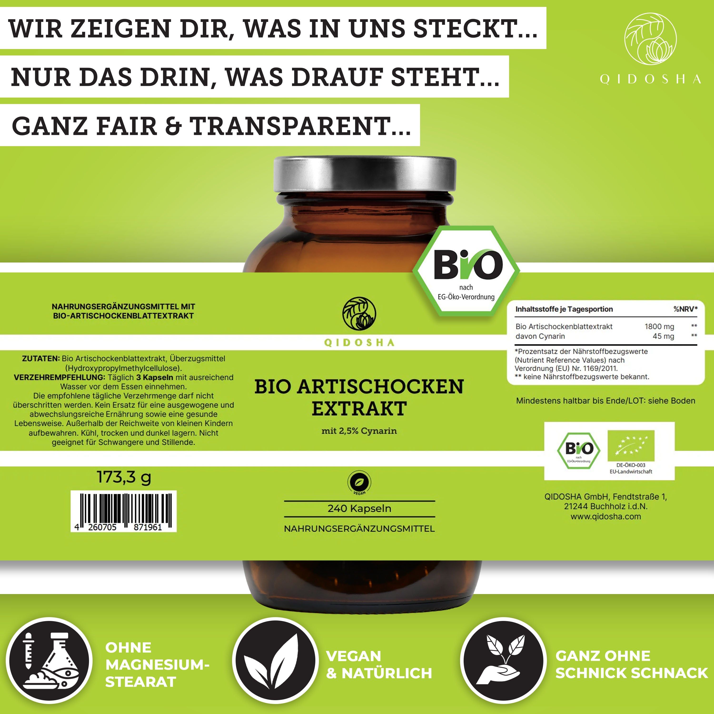 QIDOSHA Bio Artischockenextrakt (2,5% Cynarin)