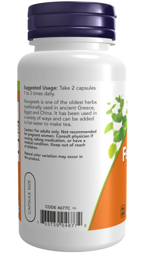 Rückansicht der Flasche. Orangefarbenes Etikett mit Text. Barcode und Text: "Suggested Usage: Take 2 capsules".
