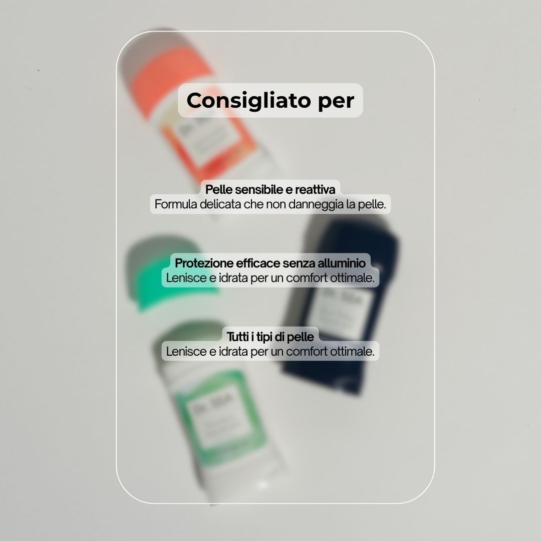 Consigliato per: Pelle sensibile, protezione efficace senza alluminio, tutti i tipi di pelle. Diversi stick.