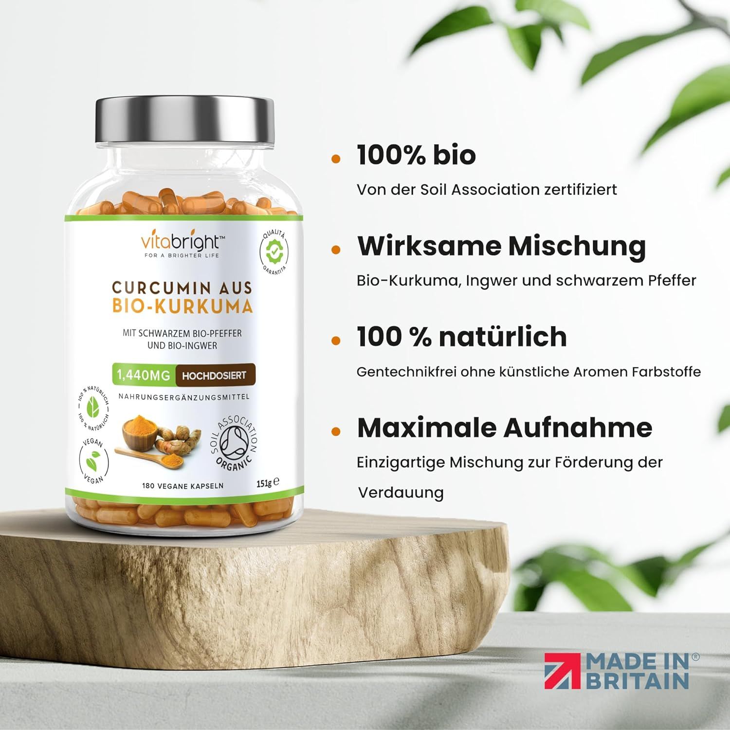 VitaBright Kurkuma Kapseln Bio