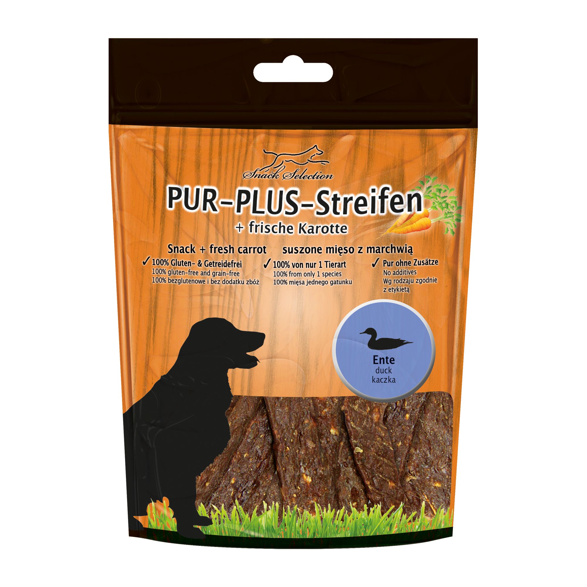 Schecker Dörrfleisch - PUR Plus Kaustreifen Ente + Karotte