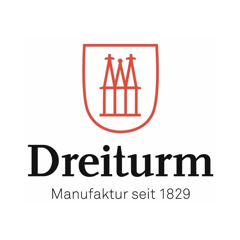 Logo Dreiturm: Rotes Wappen mit Türmen, darunter Schriftzug 'Dreiturm' und 'Manufaktur seit 1829'.