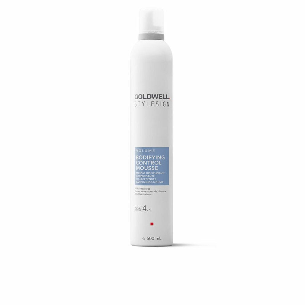 Weißes Aerosol mit Goldwell Stylesign-Logo und Produktbezeichnung. Blaue Produktinformationen. 500 ml.