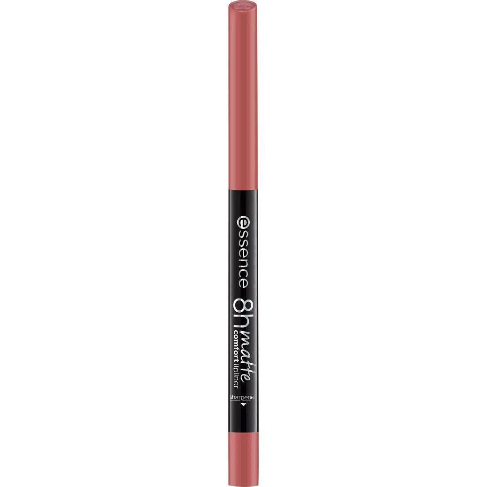Lippenstiftstift mit schwarzem Schaft. Aufschrift: essence 8h matte comfort. Farbe: Rosa.