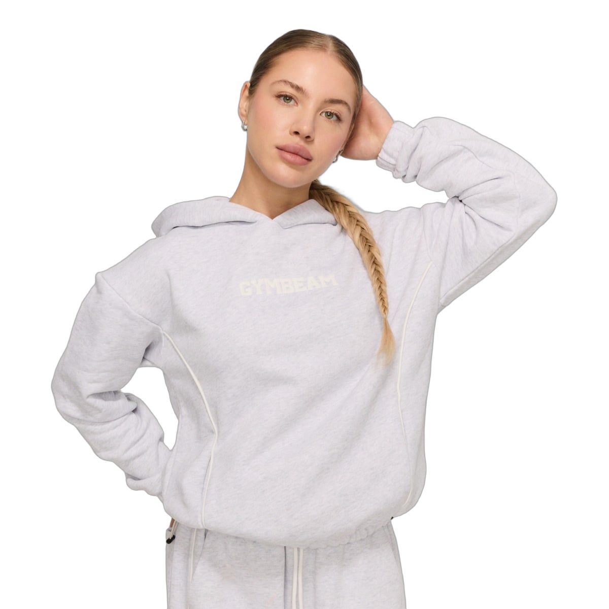 GymBeam Hoodie Damen Oversized mit Kapuze und Taschen Varsity Grau 1 St