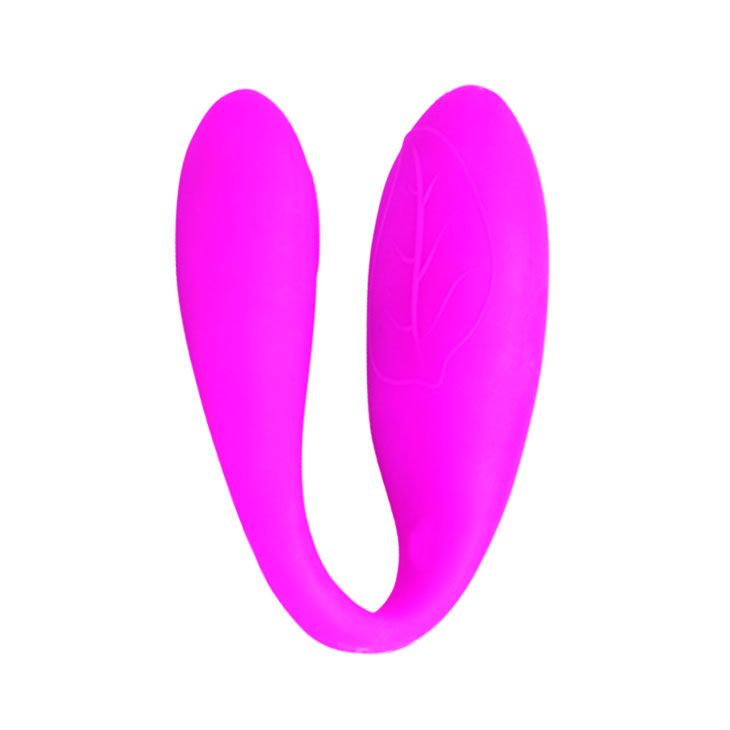 Pinkfarbenes, U-förmiges Produkt mit glatter Oberfläche. Blattförmiges Design auf einer Seite.