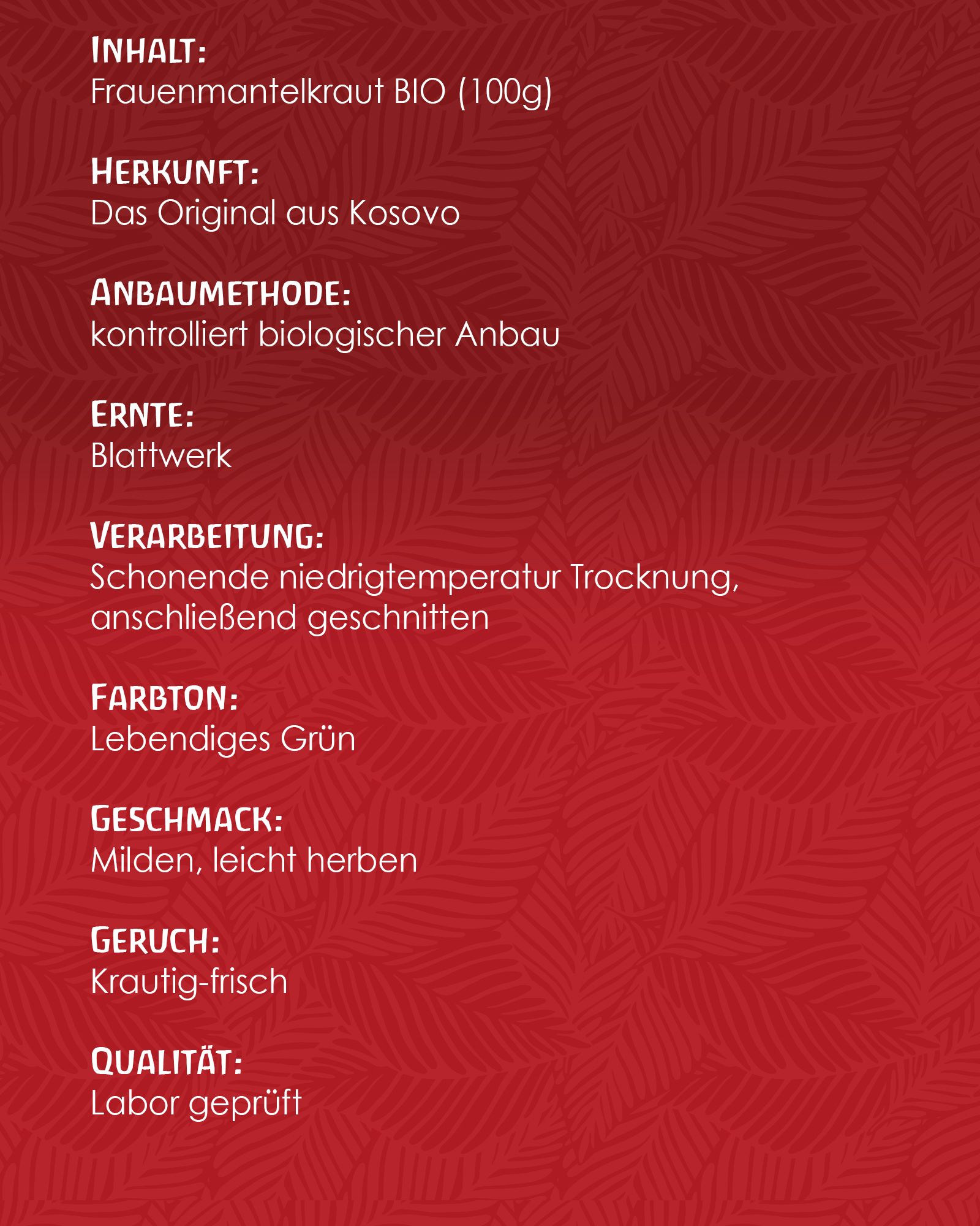 Tausendkraut Frauenmantel Kraut BIO