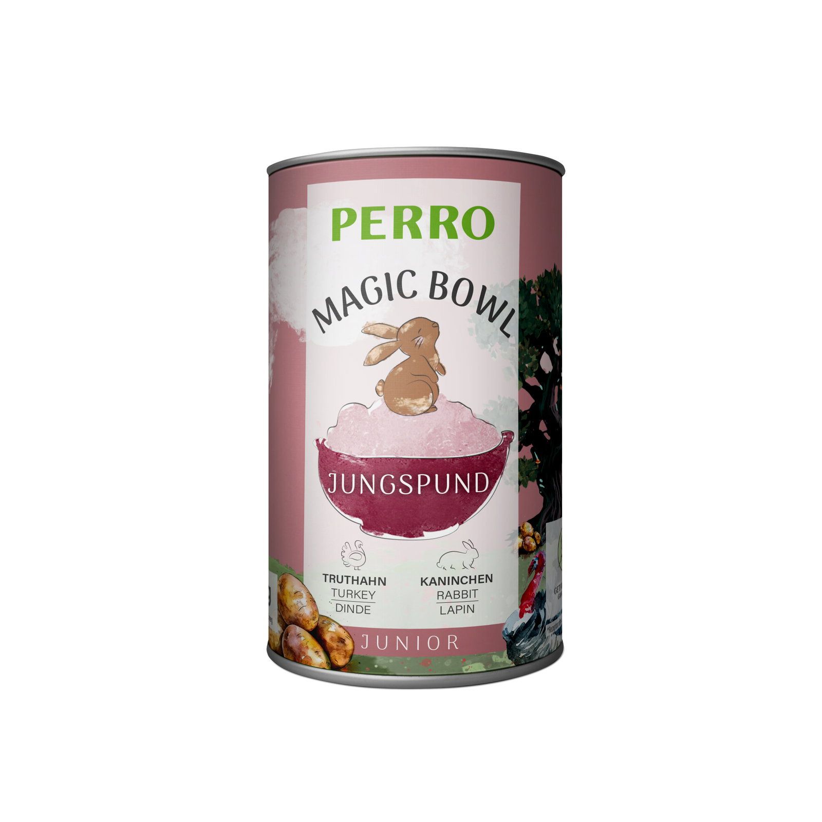 Perro Magic Bowl Jungspund Truthahn & Kaninchen Junior - Nassfutter für Jung-Hunde 400 g Futter