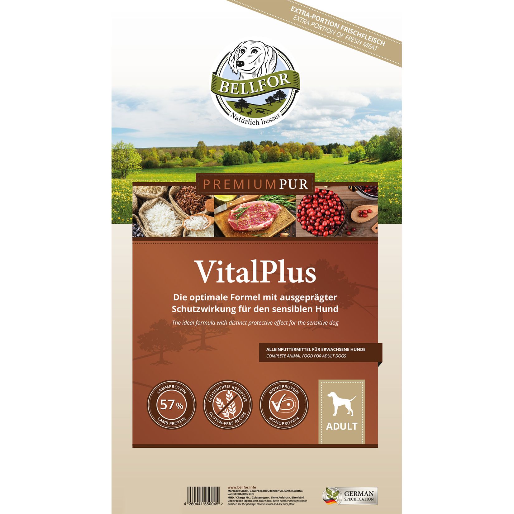 Bellfor Glutenfrei Hundefutter mit hohem fleischanteil - PREMIUM PUR VitalPlus