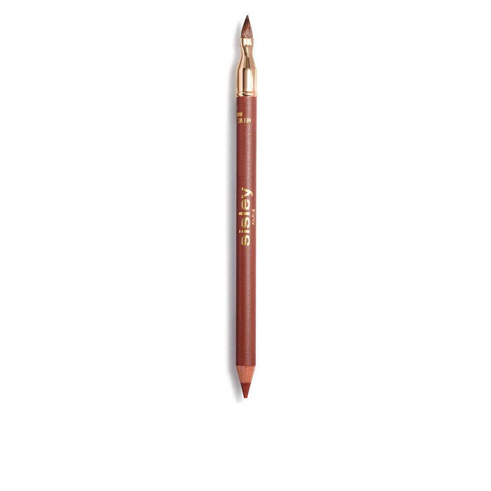 Lippenstiftstift mit Spitze und Pinsel. Dunkelbraune Farbe, goldfarbene Akzente. Marke Sisley.