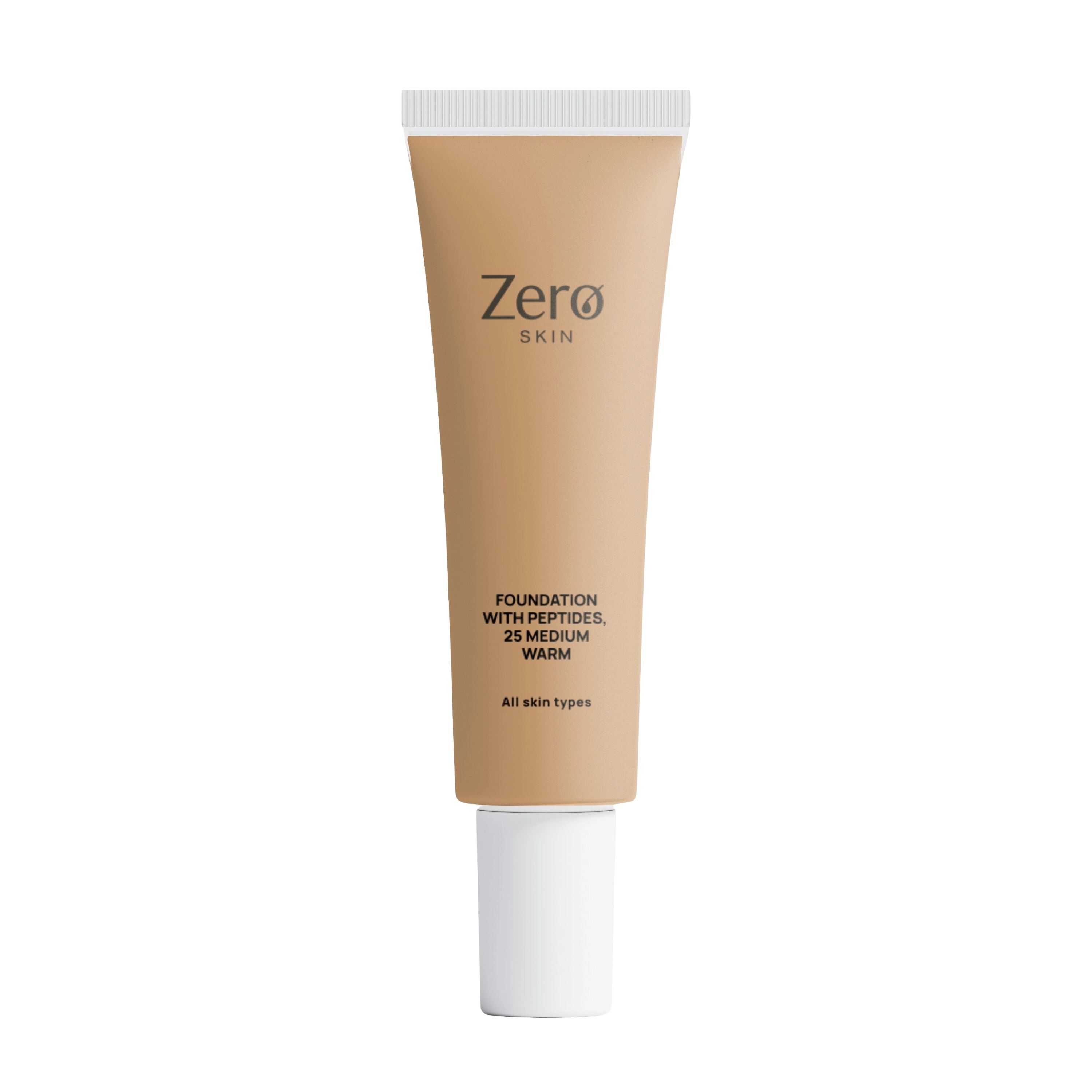 Zero Skin Foundation mit Peptiden, 25 Medium Warm - hautpflegende Formel Hyaluronsäure 30 ml Make up