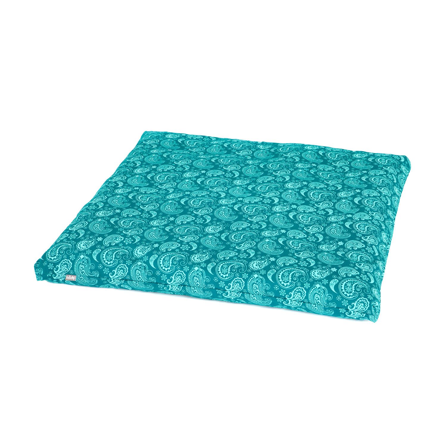 Maharaja Collection: Gemusterte Meditationsmatte Zabuton 'Paisley', petrol