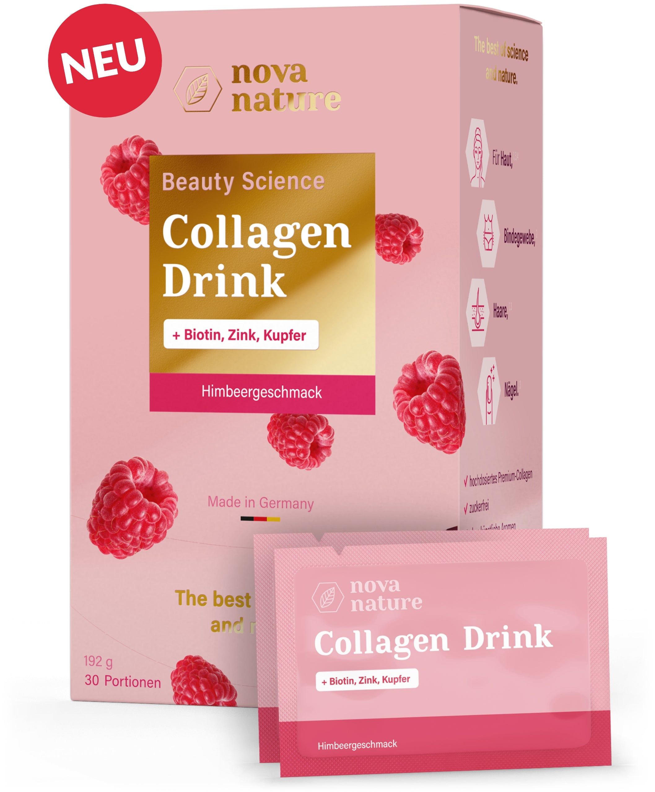 Beauty Collagen Drink mit Himbeergeschmack - von NovaNature®