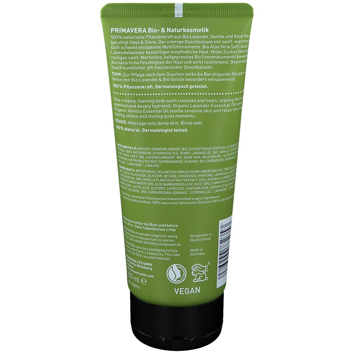 PRIMAVERA® Beruhigender Duschbalsam Lavendel-Vanille