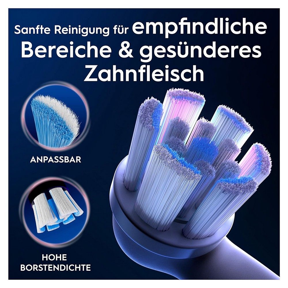 Nahaufnahme eines Bürstenkopfes mit hoher Borstendichte für sanfte Reinigung.