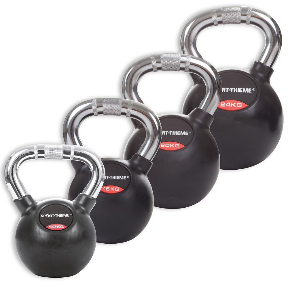 Sport-Thieme Kettlebell-Set Gummiert mit Chrom-Griff 1 St