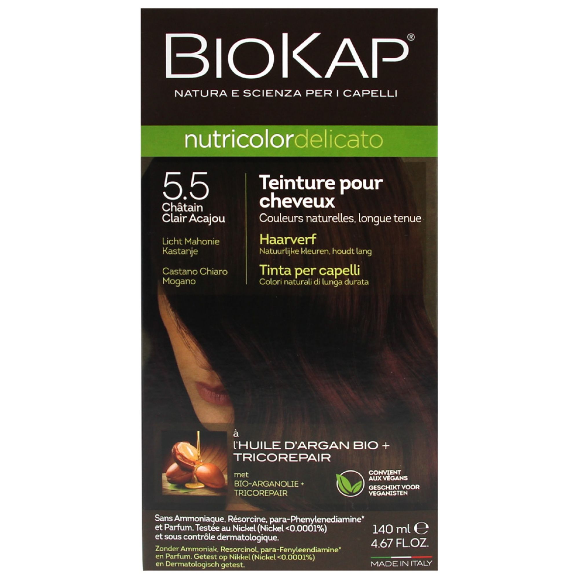 Biokap Nutricolor Delicato Permanent Tint (Haarfärbung : Kastanienbraun) 7,5x6x17 cm