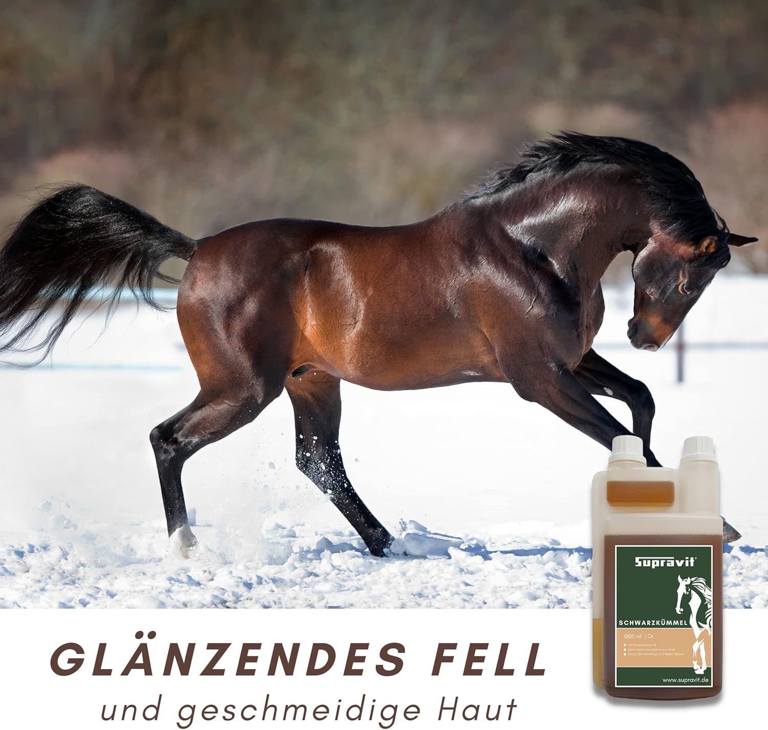 Supravit Schwarzkümmelöl für Pferd & Hund – 1 l Dosierflasche | frisch kaltgepresst & 100% naturrein