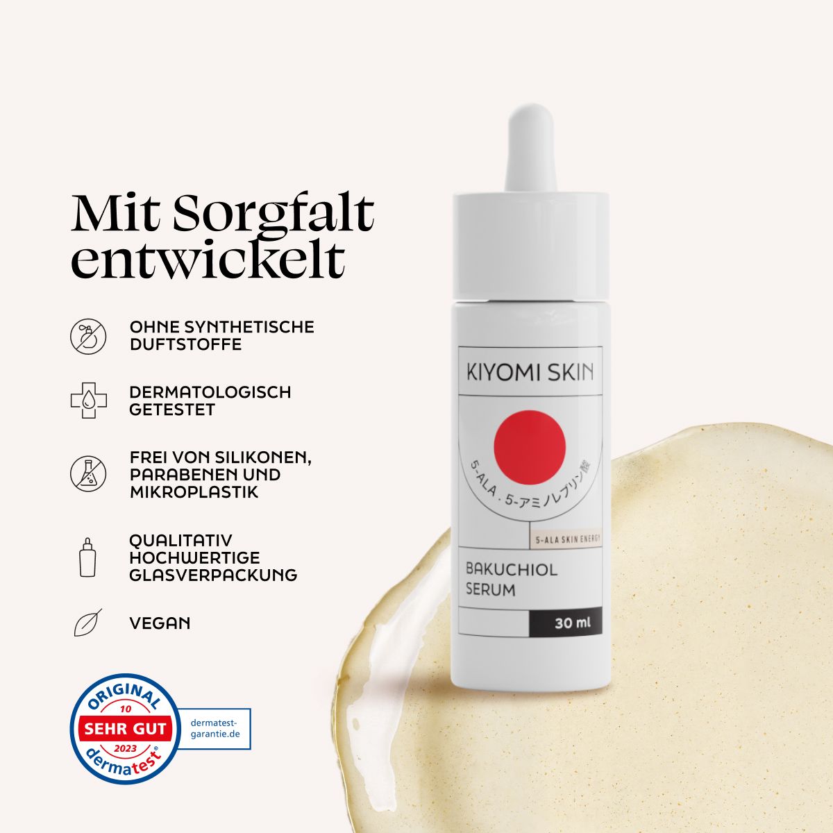 Kiyomi Skin Bakuchiol Serum: Glättende Pflege mit 5-ALA & Bakuchiol, der sanften Retinol-Alternative