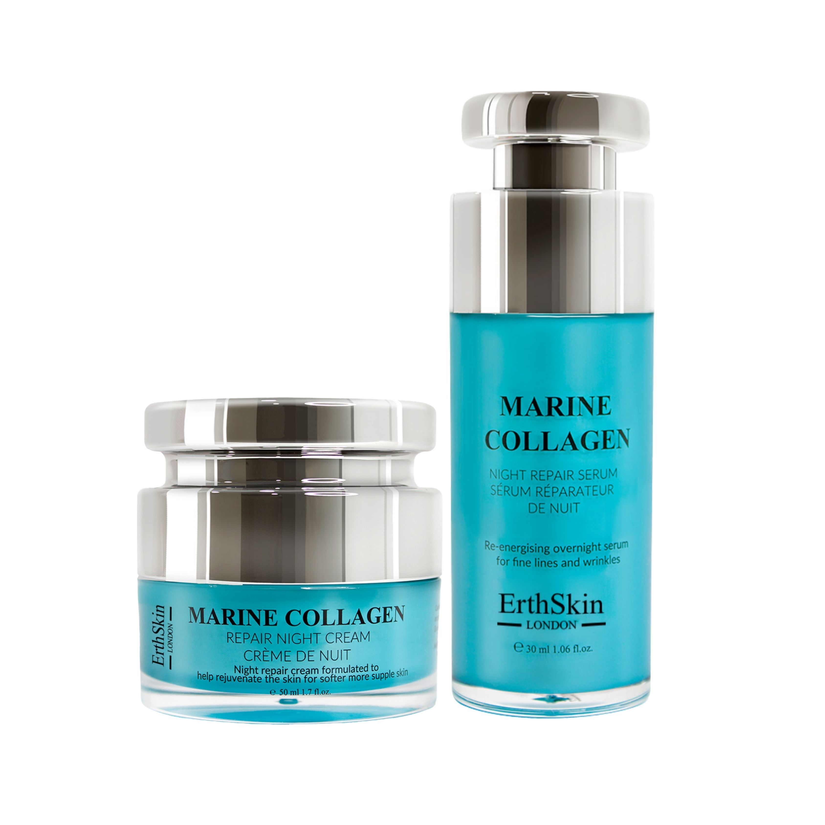 ErthSkin London Meereskollagen Nachtcreme + Meereskollagen Nachtreparaturserum set