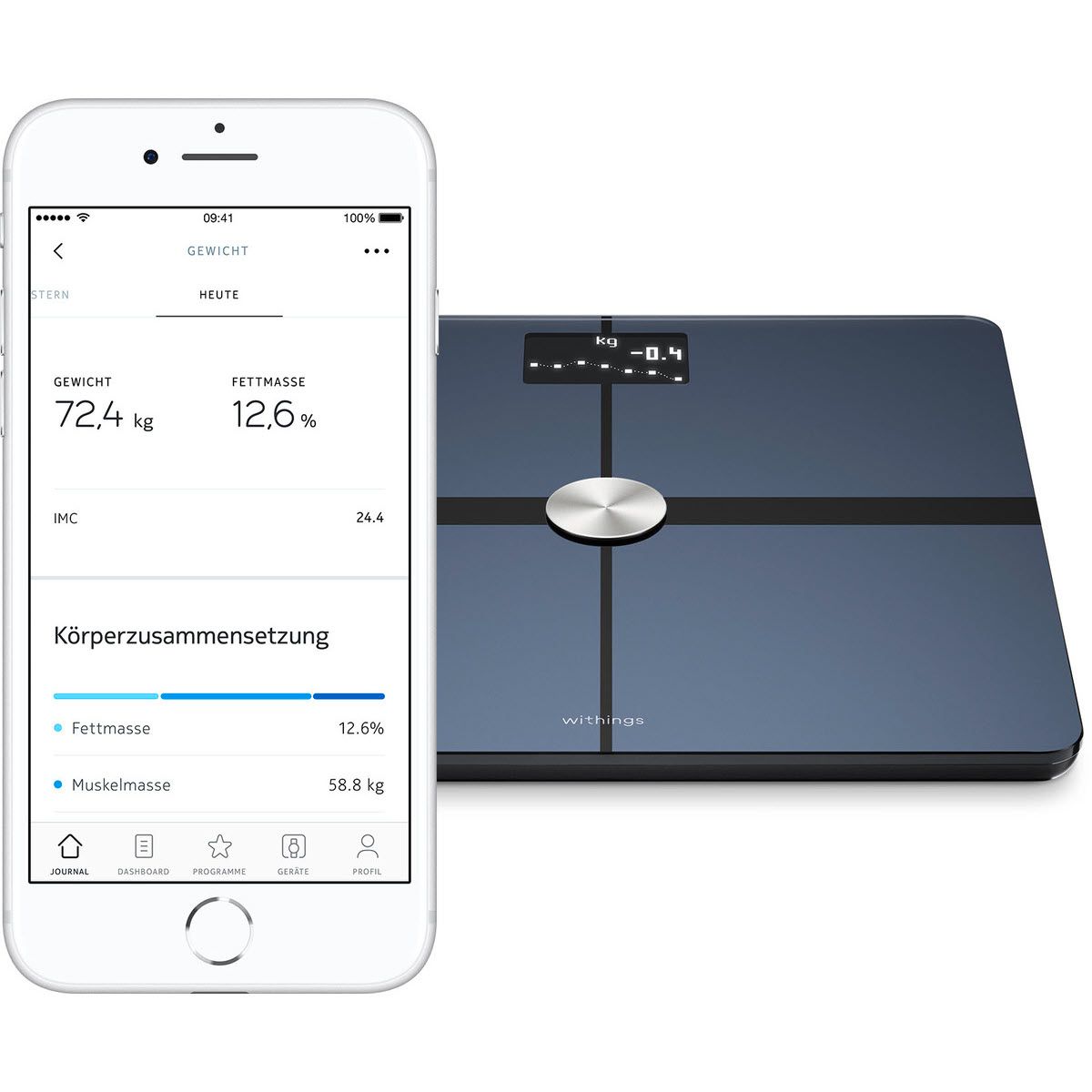 ​​​​​​​Withings Body+ Waage schwarz WLAN Bluetooth Gesamtkörperanalyse Appfähig