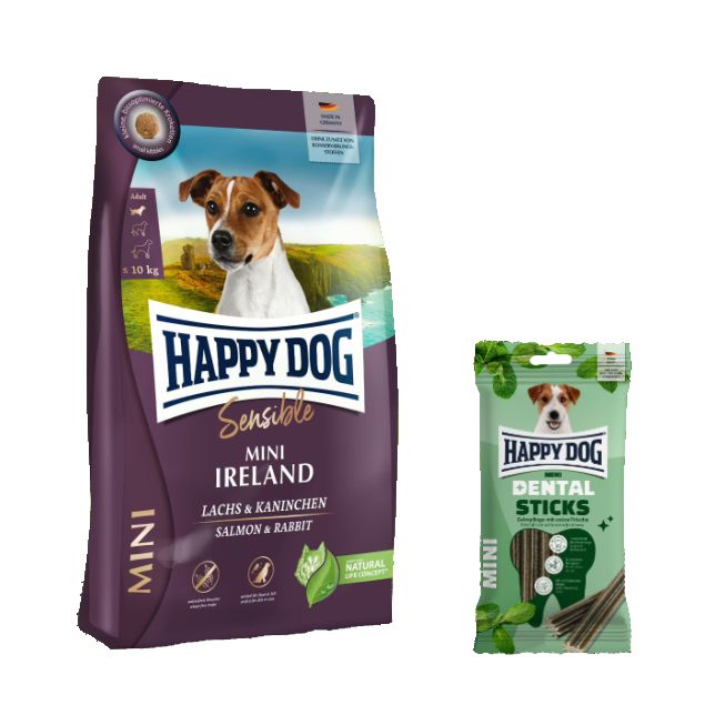 Happy Dog Sensible Mini Ireland + Dental Sticks für Hunde 4,1 kg