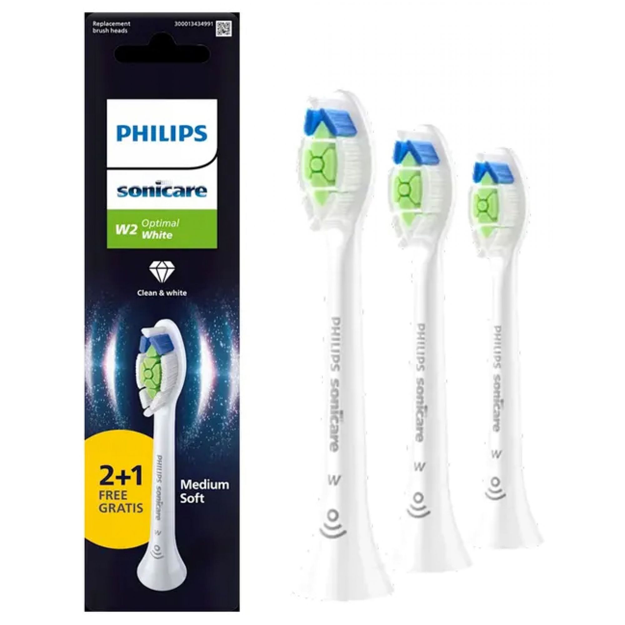 Philips Sonicare W2 Optimal White Hx6063/87 3 Ersatz-Bürstenköpfe 2,6x6x23,1 cm