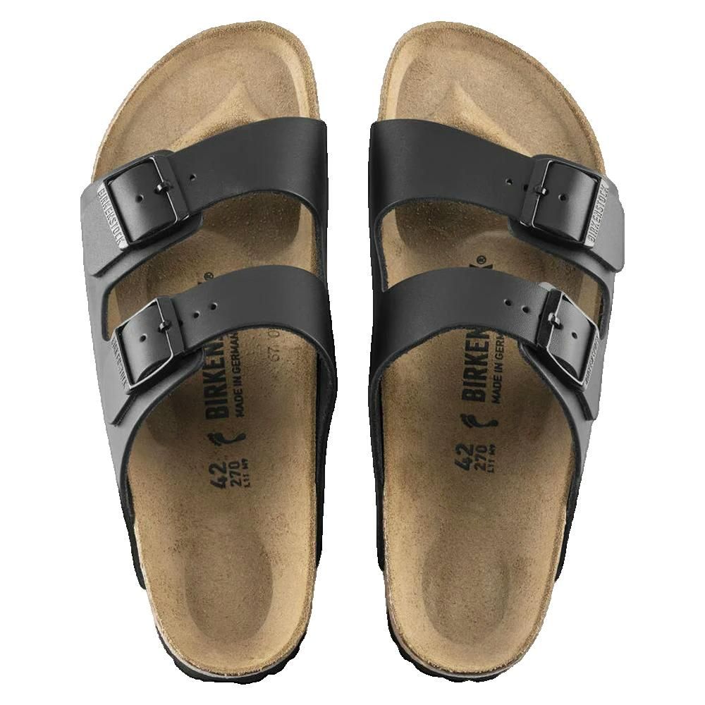Paio di sandali neri. Due cinturini con fibbie. Plantare in sughero. Birkenstock. Taglia 42.