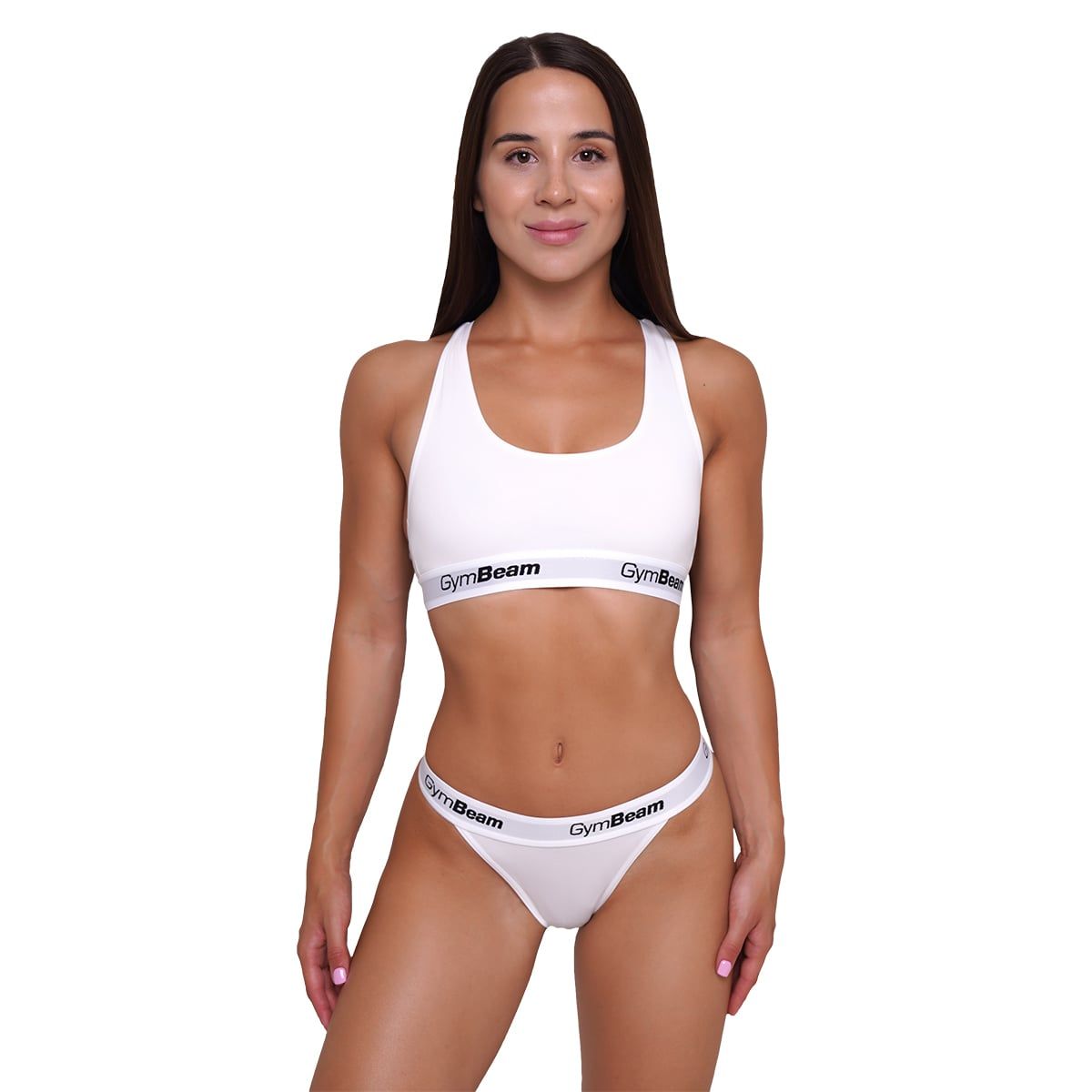 GymBeam 3er-Pack Damen-Tangas aus Baumwolle-Elastan mit elastischem Bund Weiß