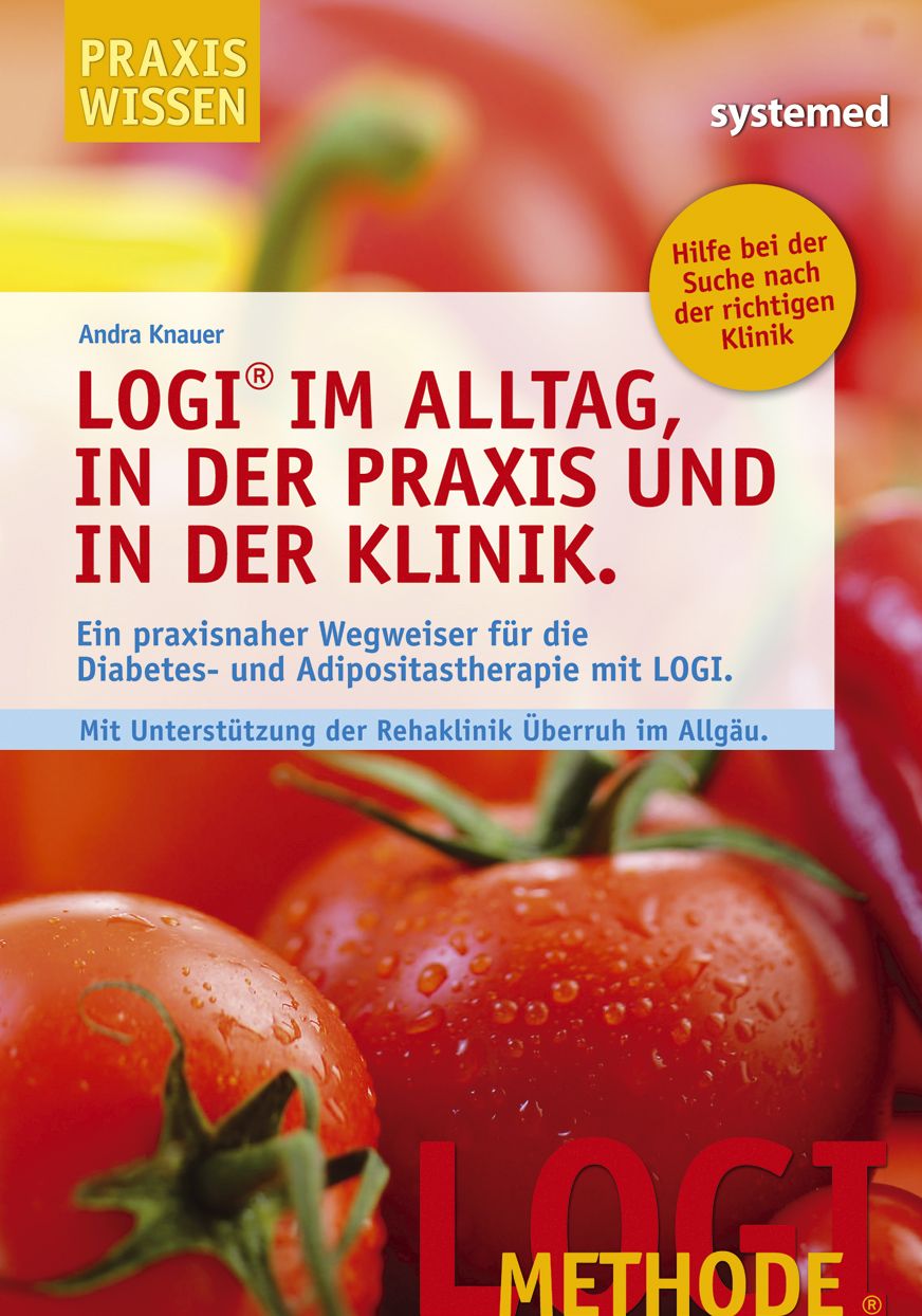 Buchcover mit Titel: LOGI im Alltag, in der Praxis und in der Klinik. Autor: Andra Knauer. Hintergrund: Tomaten.
